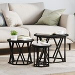 Tables d'appoint empilables vidaXL 3 Pièces Bois d'ingénierie Chêne Noir