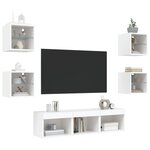 vidaXL Unités murales TV avec LED 7 Pièces blanc bois d'ingénierie