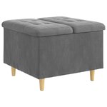 vidaXL Pouf de rangement Gris foncé 60 x 60 x 45 cm Velours