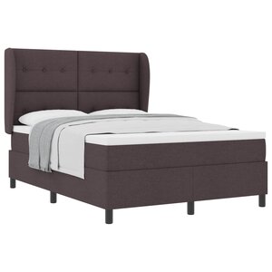 vidaXL Lit à ressorts avec matelas Marron foncé 140 x 190 cm tissu