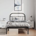 vidaXL Cadre de lit métal sans matelas avec tête de lit noir 100x200cm