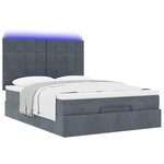 vidaXL Cadre de lit ottoman avec matelas gris foncé 140x190 cm velours