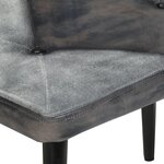 vidaXL Fauteuil avec repose-pieds Gris Cuir véritable et toile