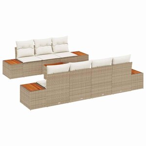 vidaXL Ensemble de canapé de jardin 8 Pièces Beige Poly rotin