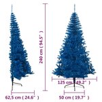 vidaXL Demi sapin de Noël artificiel avec support Bleu 240 cm PVC