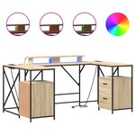 vidaXL Bureau Chêne Sonoma 182 x 101 x 87.5 cm Bois d'ingénierie