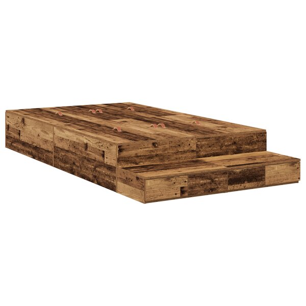 vidaXL Cadre de lit de rangement en bois ancien 120x190 cm