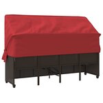 vidaXL Chaise longue avec auvent et coussins marron résine tressée