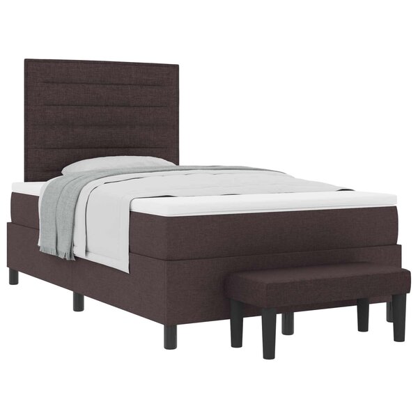 vidaXL Lit à ressorts avec matelas Marron foncé 120 x 190 cm tissu