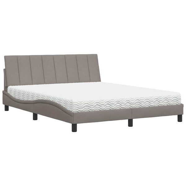 vidaXL Lit avec matelas taupe 160x200 cm tissu