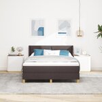 vidaXL Lit à ressorts Marron foncé et Blanc 160 x 200 cm tissu