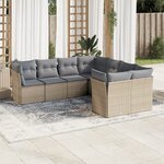 vidaXL Salon de jardin avec coussins 8 Pièces beige résine tressée