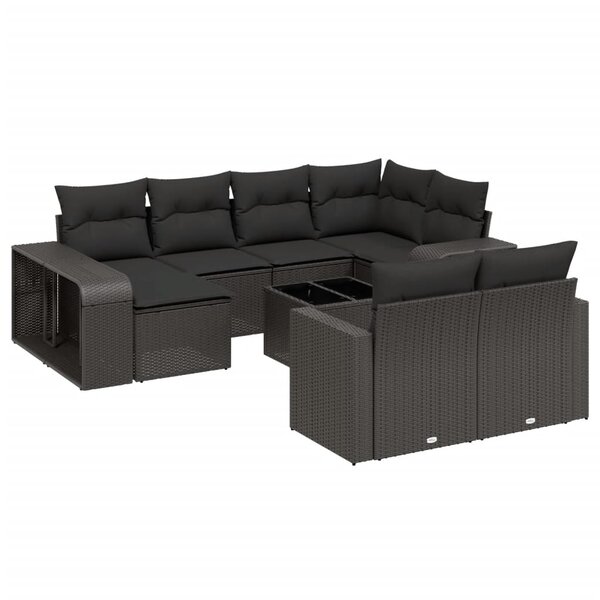vidaXL Salon de jardin 11 Pièces avec coussins noir résine tressée