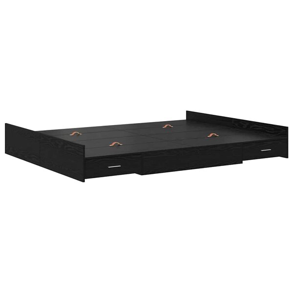 vidaXL Cadre de lit avec rangement avec tiroir Chêne noir 140 x 200 cm