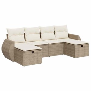 vidaXL Salon de jardin avec coussins 6 Pièces beige résine tressée