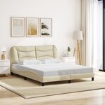 vidaXL Cadre de lit avec lumières LED crème 160 x 200 cm tissu
