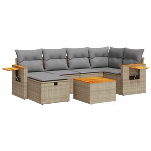 vidaXL Salon de jardin avec coussins 7 Pièces beige résine tressée
