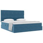 vidaXL Lit avec rangement et matelas Bleu foncé 160 x 200 cm Velours
