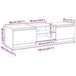 vidaXL Meuble TV avec lumières LED noir 140x40x36 cm