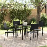 vidaXL Ensemble de salle à manger pour jardin 5 Pièces Noir Poly rotin