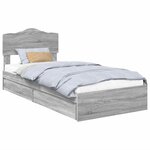 vidaXL Lit de Rangement Gris Sonoma 90 x 200 cm Bois d'ingénierie
