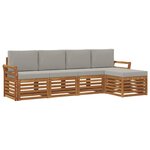 vidaXL Ensemble de canapés d'extérieur 5 Pièces Gris Naturel et Clair