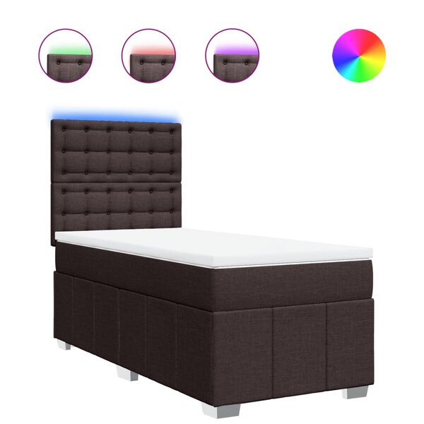 vidaXL Sommier à lattes de lit avec matelas Marron foncé 90x190 cm