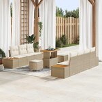 vidaXL Ensemble de canapé de jardin 10 Pièces Beige Poly rotin