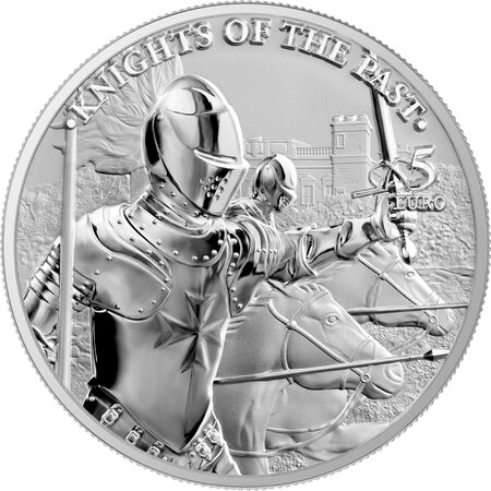 Monnaie 5€ commémorative Knights of the Past MALTE  - 1 Oz Argent - Qualité BU Millésime 2021