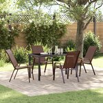 Ensemble de Salle à Manger de Jardin 5 Pièces vidaXL Marron Textilène et Acier