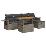 vidaXL Salon de jardin avec coussins 6 Pièces gris résine tressée acacia