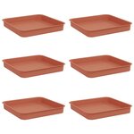 vidaXL Plateau carré à fleurs 6 pc Rouge brique 15 x 15 x 2 cm