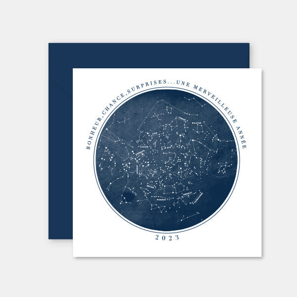 Lot de 5 cartes de voeux illustrative constellations