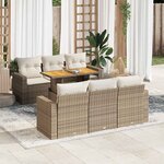 vidaXL Salon de jardin avec coussins 7 Pièces beige résine tressée