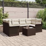 vidaXL Ensemble de canapé de jardin 7 Pièces Marron Poly rotin
