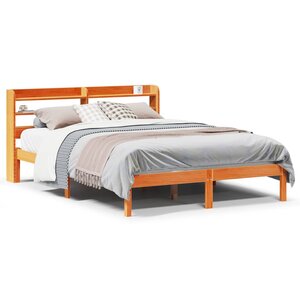 vidaXL Cadre de lit et tête de lit sans matelas cire marron 120x200 cm