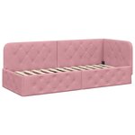 vidaXL Cadre de lit d'angle avec matelas Rose 80 x 200 cm Velours
