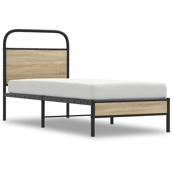 vidaXL Cadre de lit sans matelas chêne fumé 75x190cm bois d'ingénierie