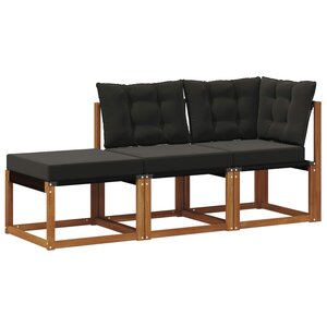 vidaXL Canapés modulaires d'extérieur 3 Pièce Naturel et Noir