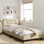 vidaXL Cadre de lit avec lumières LED crème 90x200 cm tissu