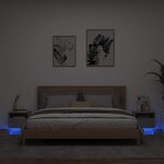 vidaXL Armoires de chevet avec lumières LED 2 Pièces gris béton