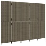 vidaXL Cloison de séparation 5 panneaux gris résine tressée