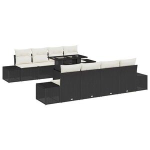 vidaXL Ensemble de canapé de jardin avec coussin 7 Pièces Noir et Crème