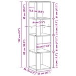 vidaXL Étagères d'angle Chêne noir 33 x 33 x 132 cm Bois d'ingénierie