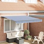 vidaXL Auvent Rétractable Bleu et Blanc 350x250 cm tissu