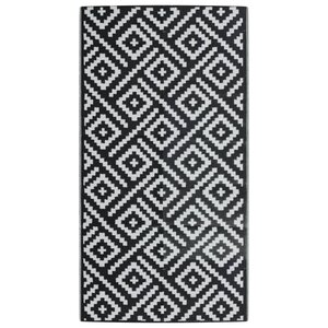 vidaXL Tapis d'extérieur ARAKIL Blanc et noir 80x150 cm PP