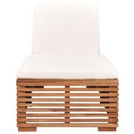 vidaXL Chaise longue avec coussin crème Bois de teck solide