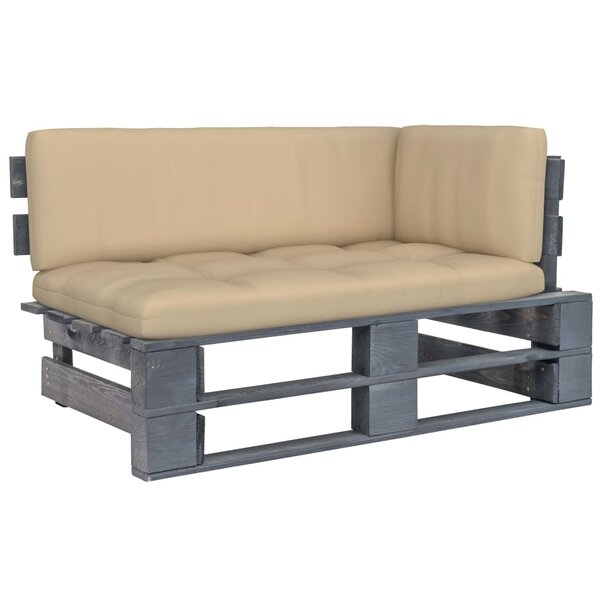 vidaXL Canapé d'angle palette de jardin Gris Bois de pin imprégné