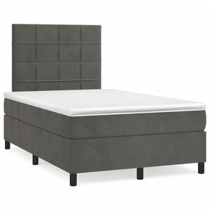 vidaXL Sommier à lattes de lit avec matelas LED gris foncé 120x190 cm