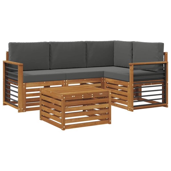 vidaXL Ensemble de canapés d'extérieur 5 pc Naturel et Anthracite